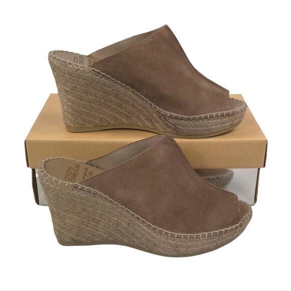 Andre Assous Cici Espadrille Wedge Sandal Dark Beige - Picture 1 of 10
